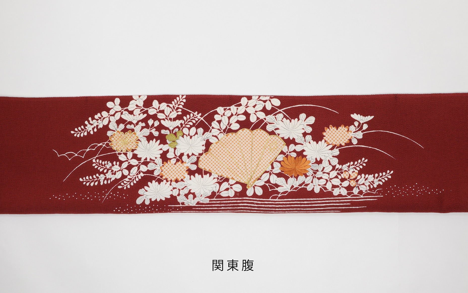 縮緬 御所解帯 臙脂地 桧扇秋草 No.82745 – ぎをん齋藤【御所解帯お