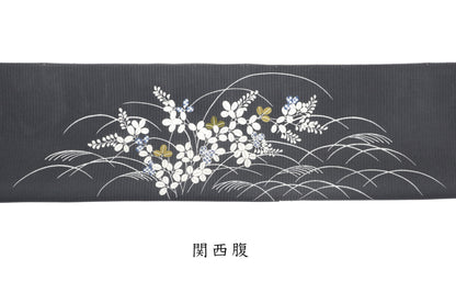夏紬　夏御所解帯　濃鼡地　虫籠　No.82737