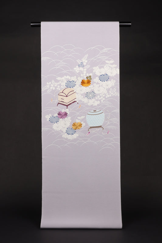 駒絽　夏御所解帯　鼡地　虫籠　No.82608