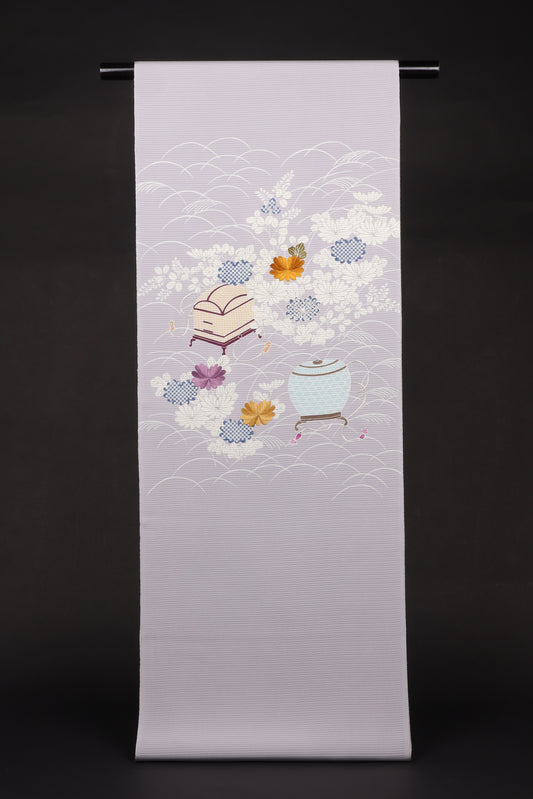 駒絽　夏御所解帯　鼡地　虫籠　No.82608