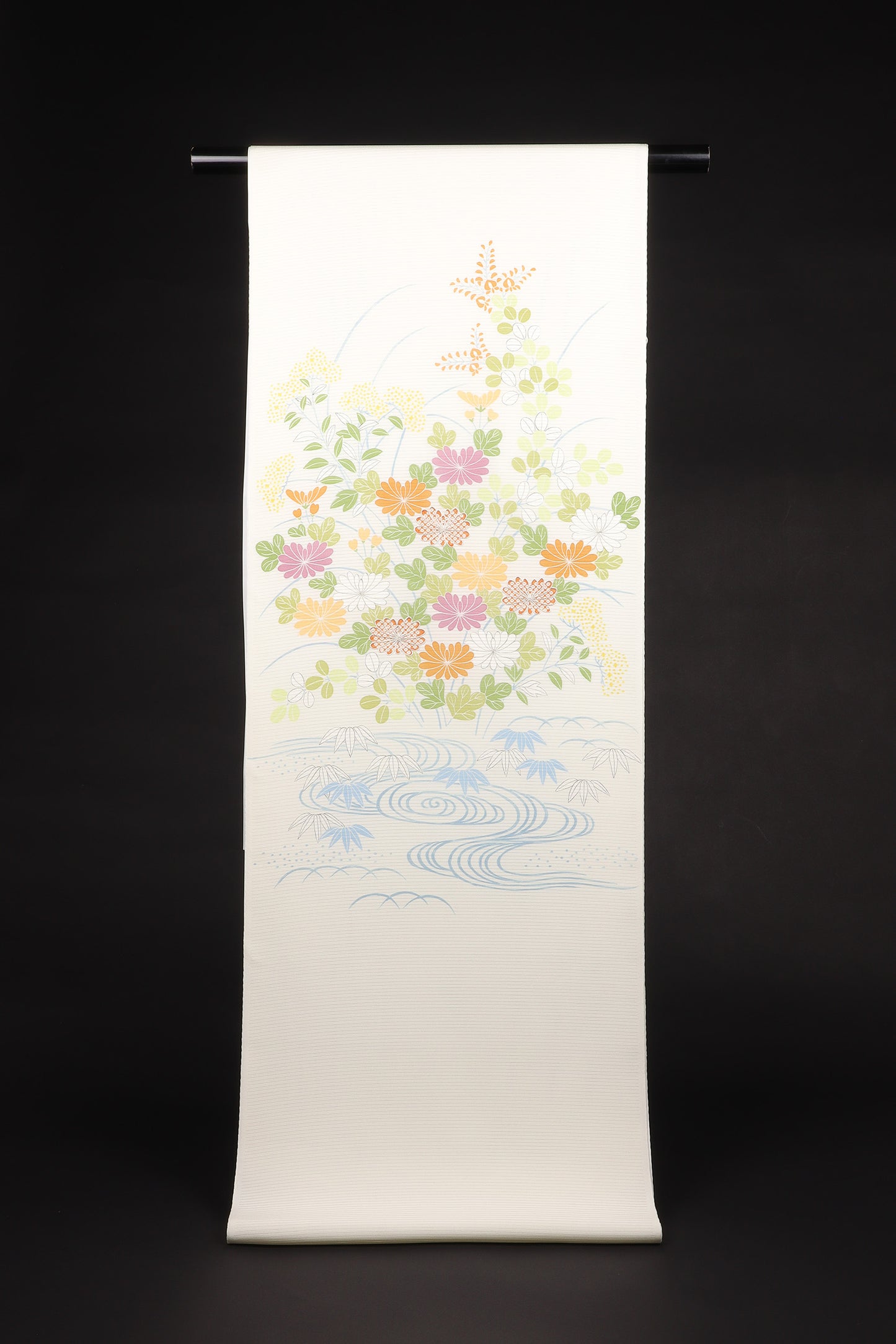 駒絽　夏御所解帯　白地　秋草づくし　No.82609