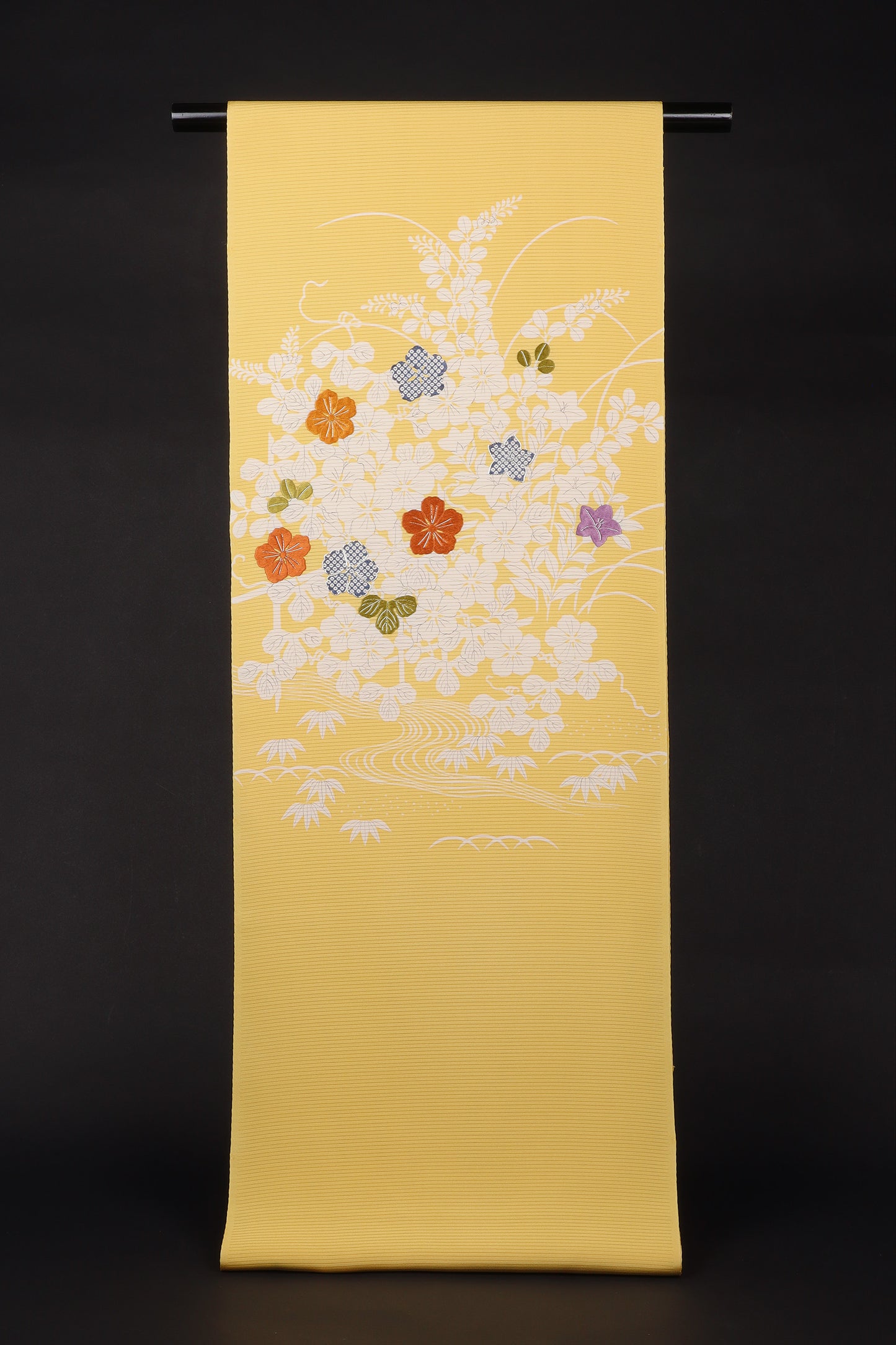 駒絽　夏御所解帯　黄地　夕顔　No.82638