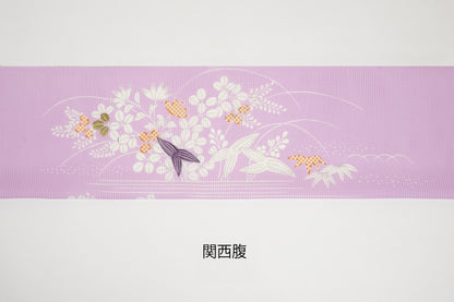 駒絽　夏御所解帯　藤色地　撫子蝶　No.82653　