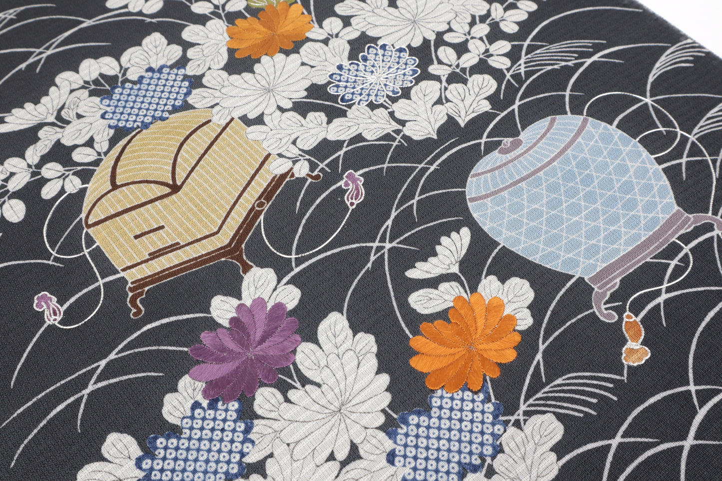 夏紬　夏御所解帯　濃鼡地　虫籠　No.82737