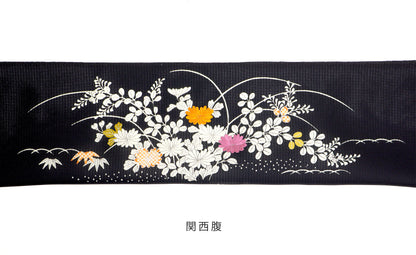 夏紬　夏御所解帯　黒地　復刻版　No.82758