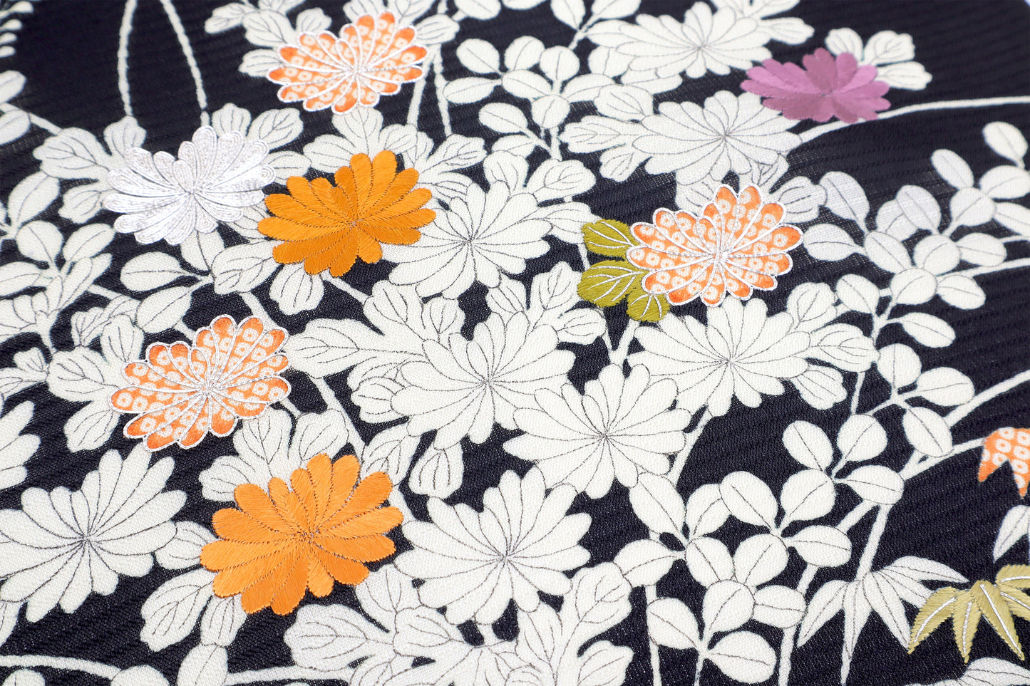 夏紬　夏御所解帯　黒地　復刻版　No.82758