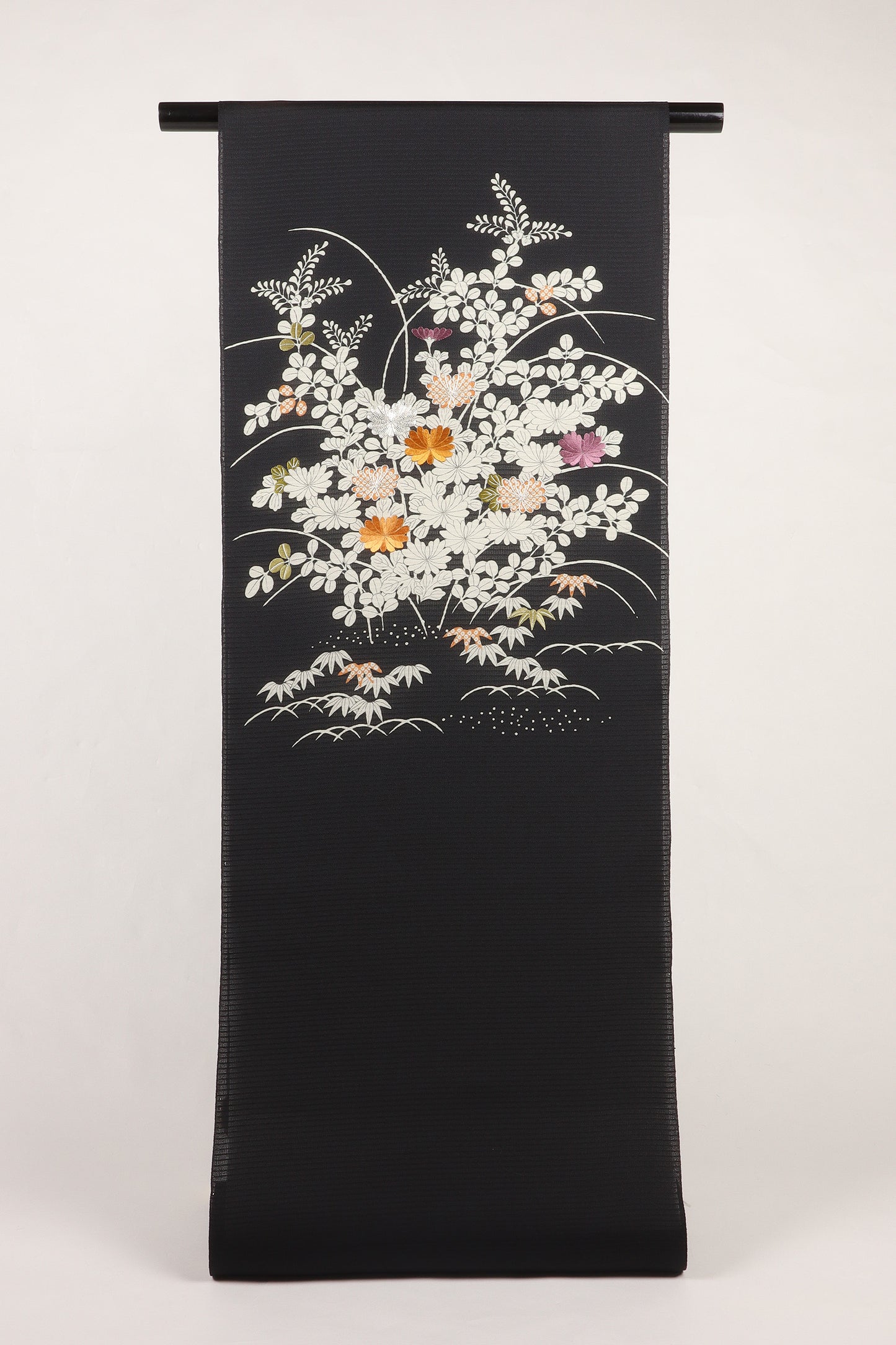 夏紬　夏御所解帯　黒地　復刻版　No.82758