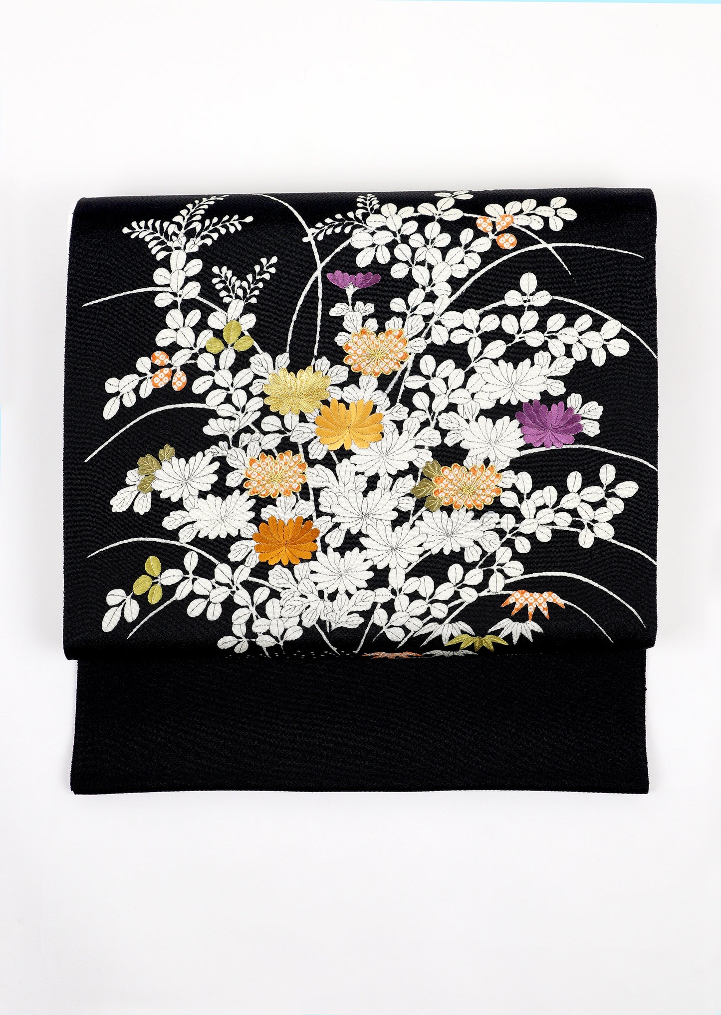 縮緬　御所解帯　黒地　復刻版　No.82879