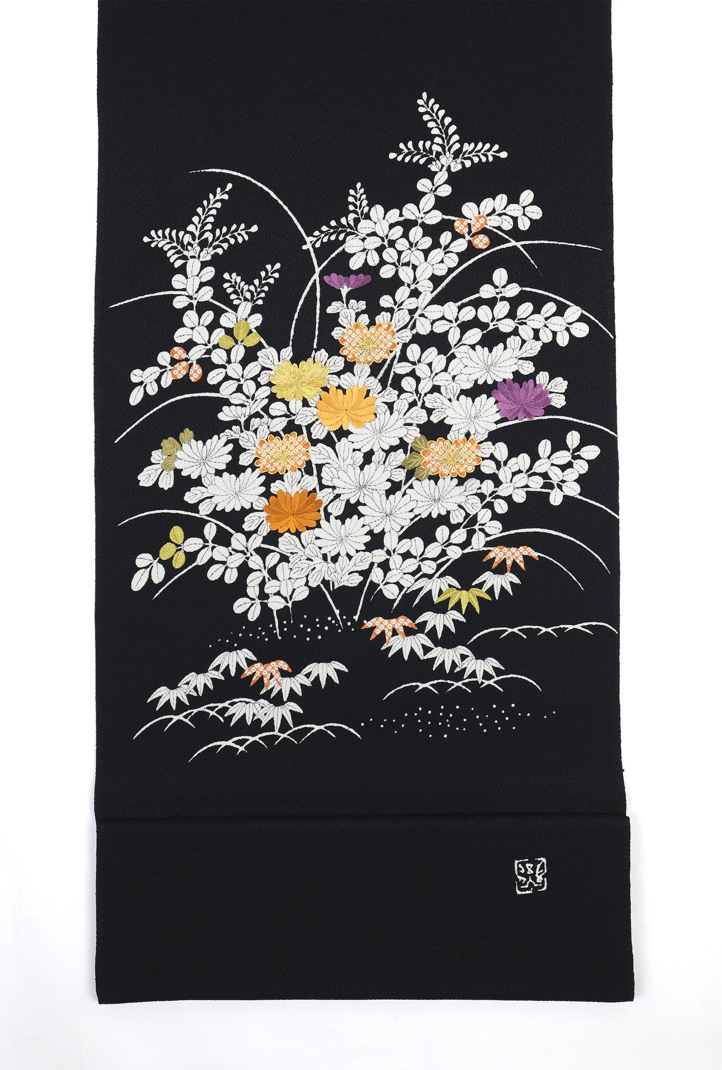 縮緬　御所解帯　黒地　復刻版　No.82879