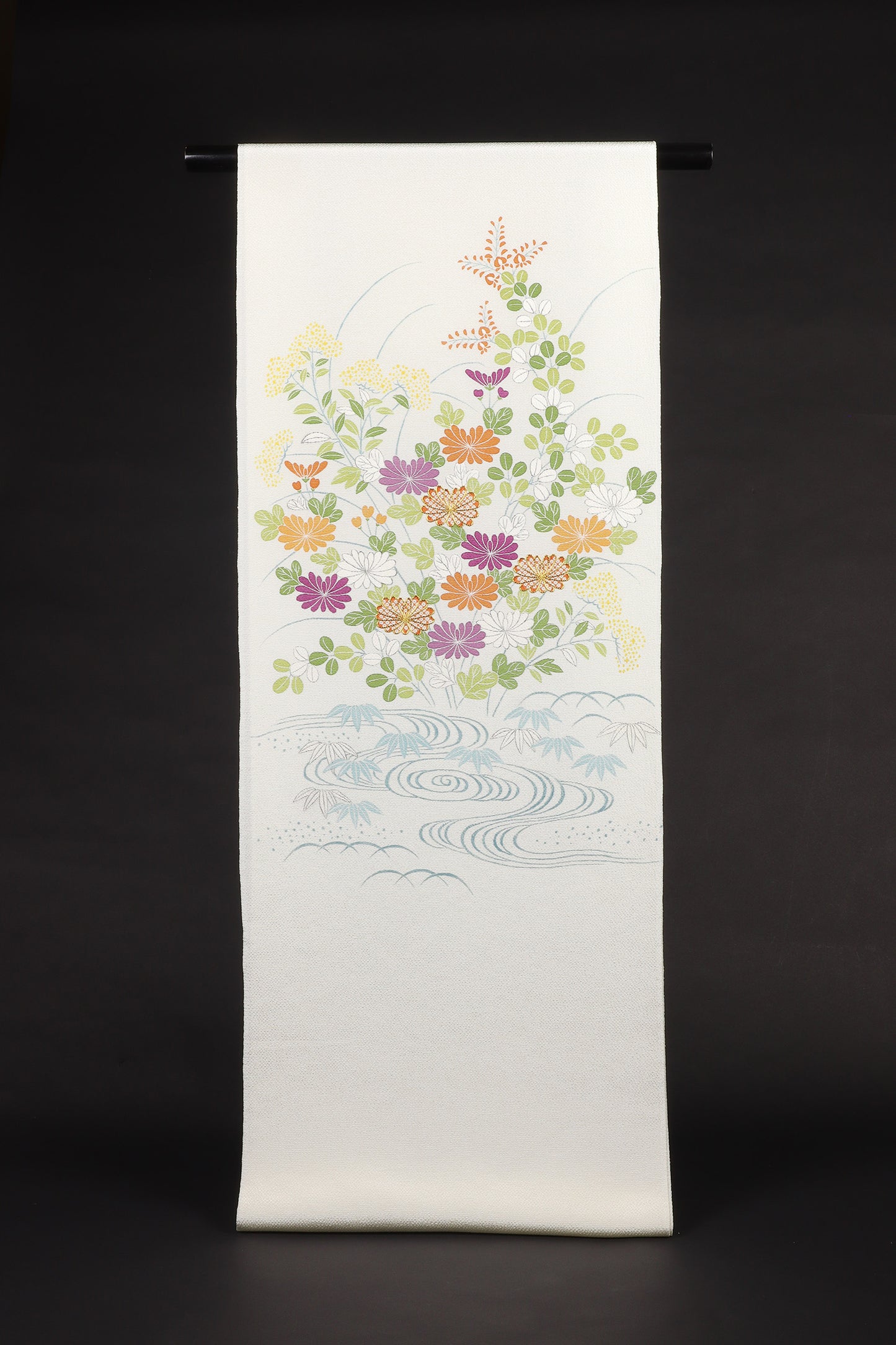 縮緬　御所解帯　白地　秋草づくし　No.82927