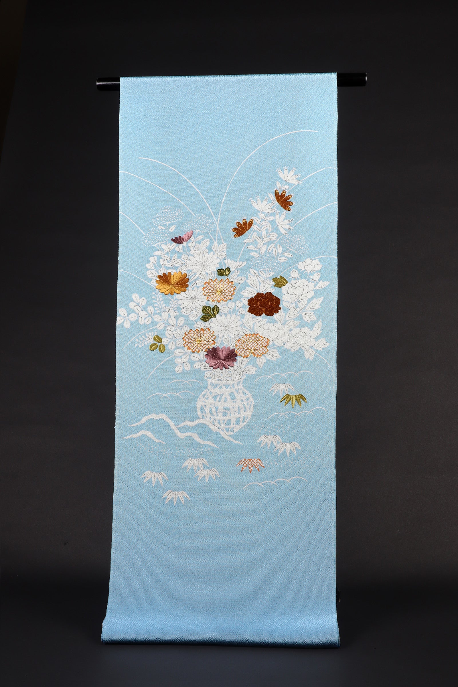 ぎをん齋藤の御所解 染名古屋帯 花籠（袷） – ぎをん齋藤【御所解帯お