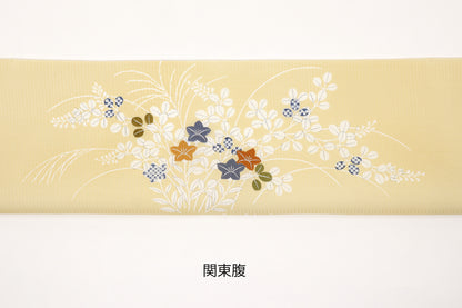 夏紬　夏御所解帯　生成地　萩桔梗　No.83467