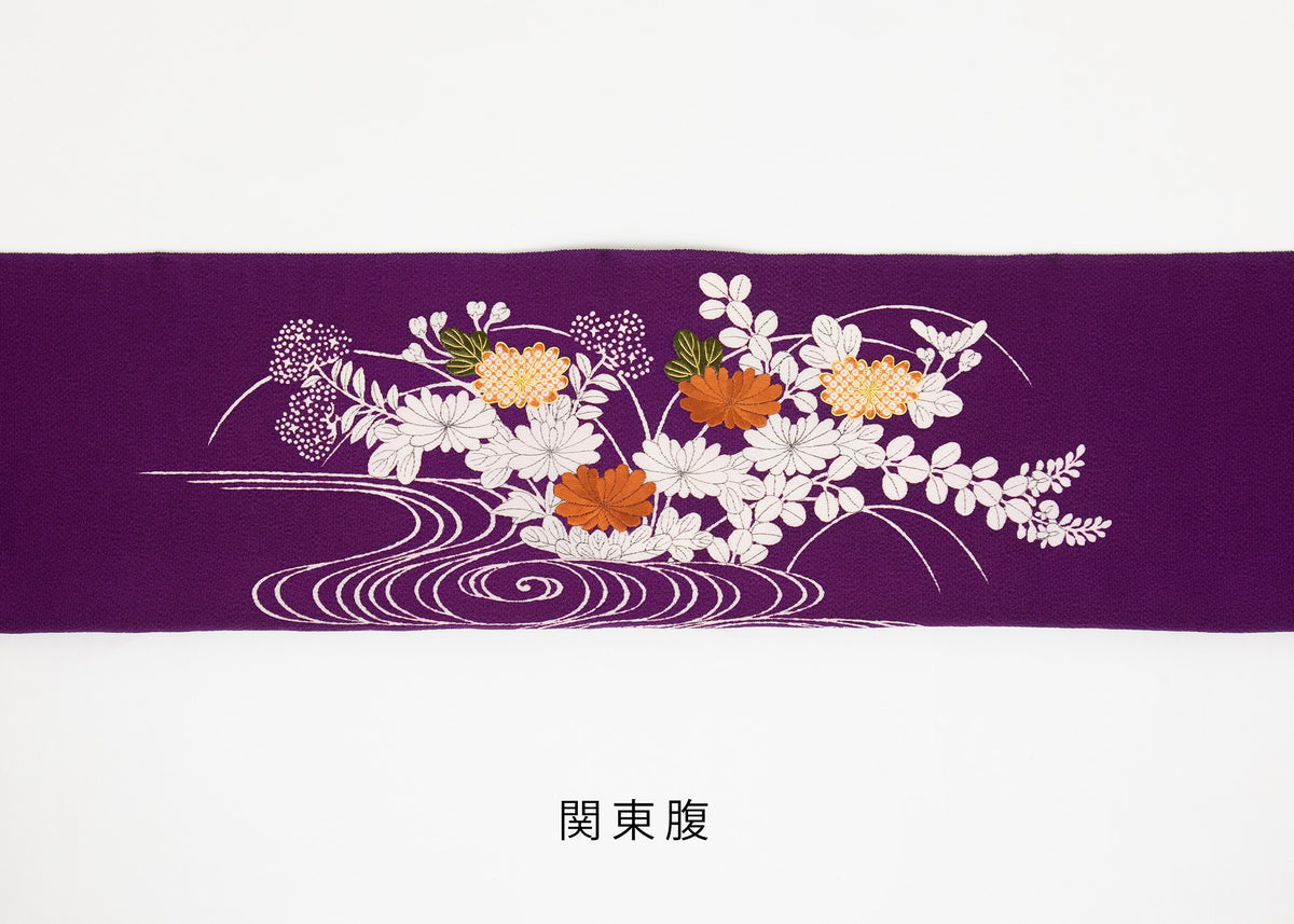 縮緬　御所解帯　紫地　秋草づくし　No.83562