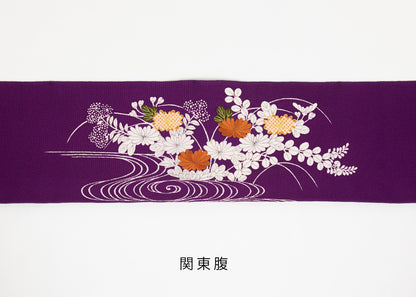縮緬　御所解帯　紫地　秋草づくし　No.83562