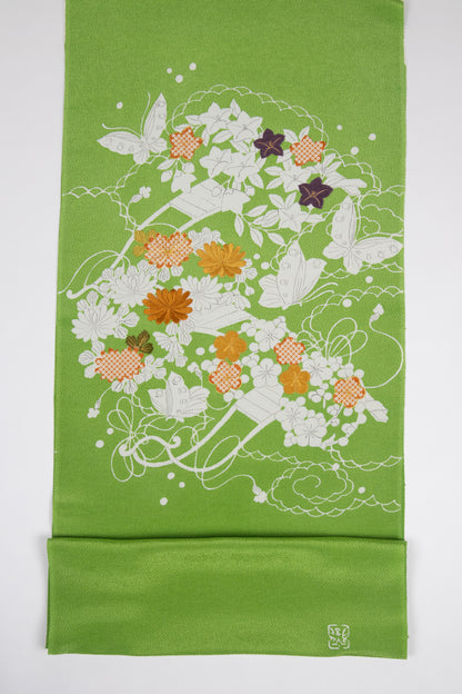 ぎをん齋藤の御所解帯 花車 緑地