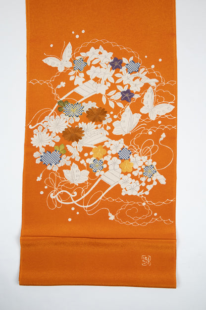  ぎをん齋藤の御所解帯 花車 朱地