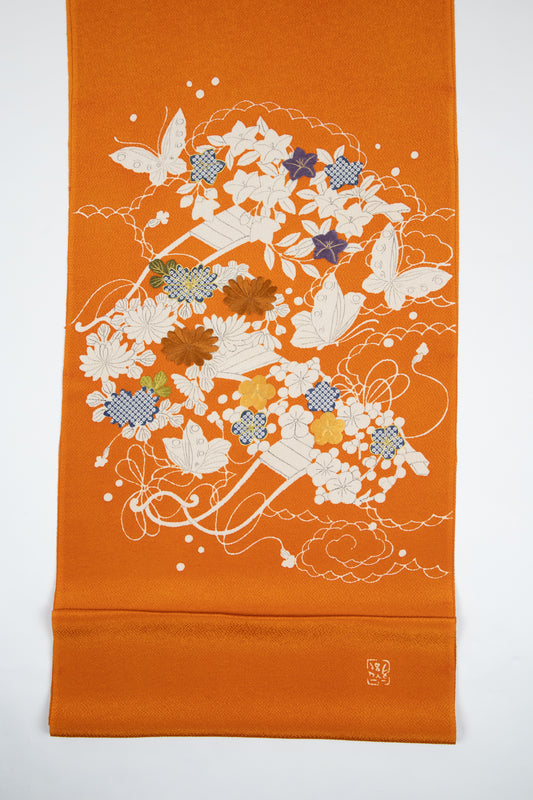  ぎをん齋藤の御所解帯 花車 朱地