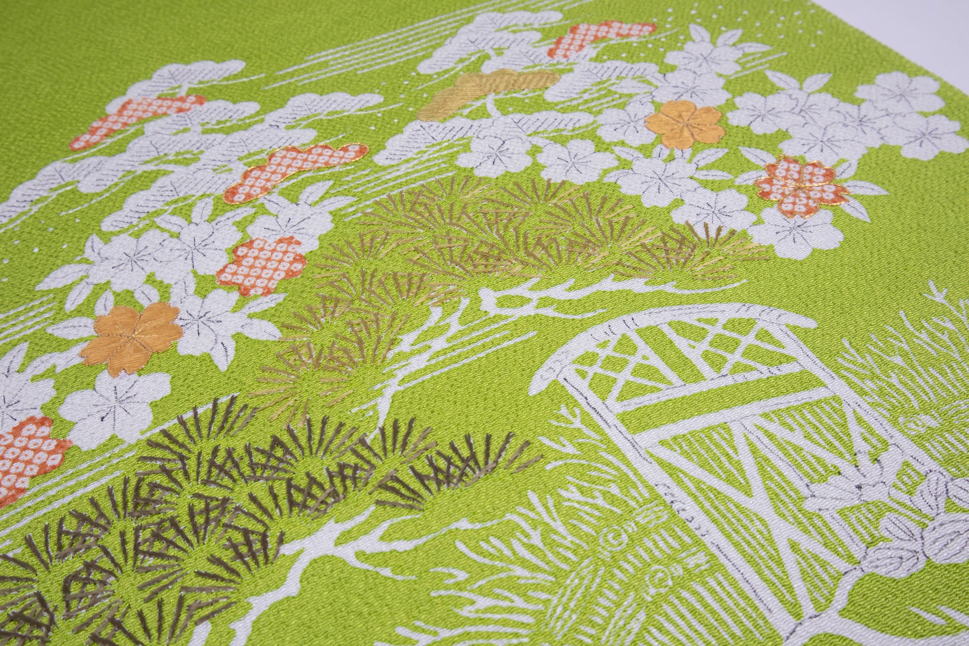 ぎをん齋藤の御所解帯 枝折戸 鶸地