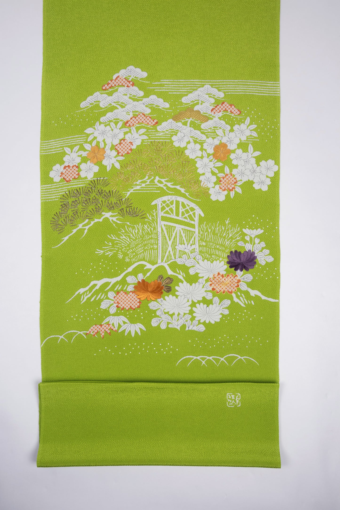 ぎをん齋藤の御所解帯 枝折戸 鶸地