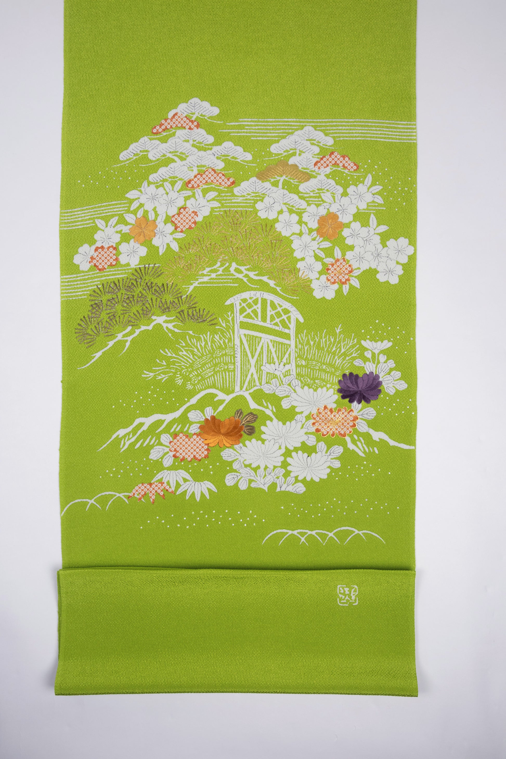 ぎをん齋藤の御所解帯 枝折戸 鶸地