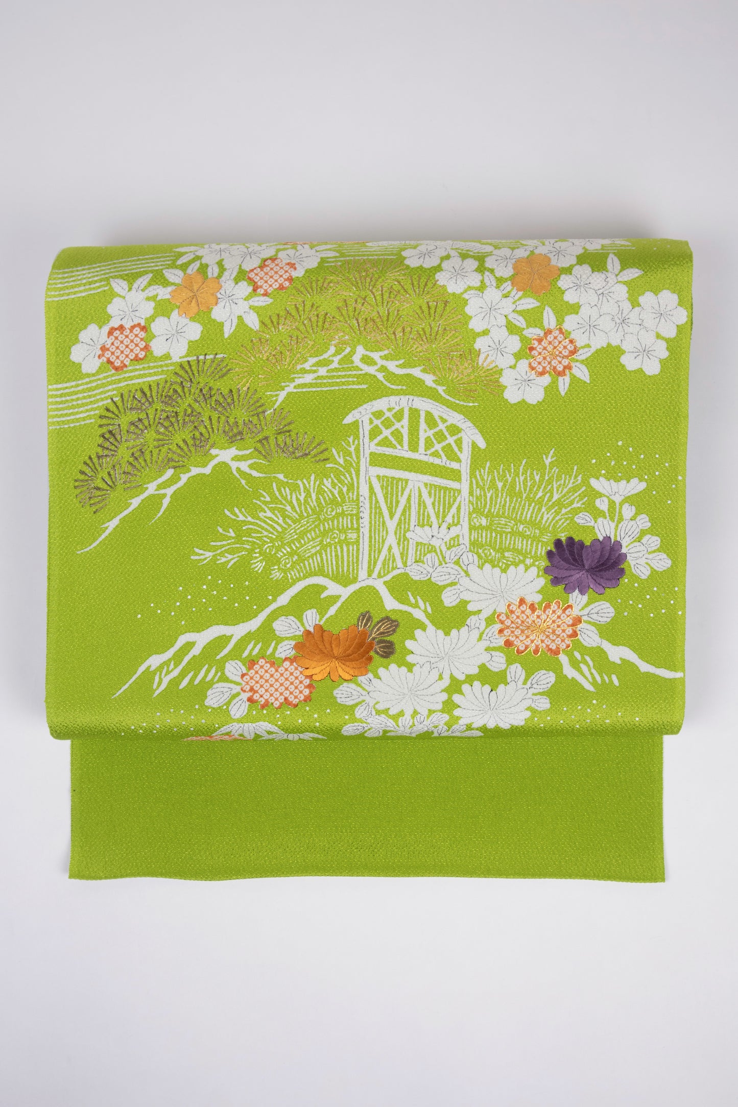 ぎをん齋藤の御所解帯 枝折戸 鶸地