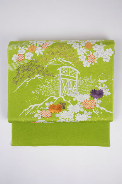 ぎをん齋藤の御所解帯 枝折戸 鶸地