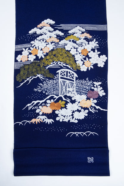 ぎをん齋藤の御所解 枝折戸 紺地